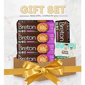 Breton Crackers – 5x Crackers Breton Multigrain, 7.3 OZ each pack, bundle w/Floss Picks Dental 40Pc, (6 Items) Total $7.52