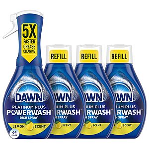 4-Pack 16-Oz Dawn Platinum Powerwash Dish Spray (Lemon) $8.47 w/ S&S + Free Shipping w/ Prime or on orders over $35