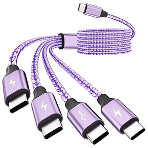 5' USB-C to USB-C 4-in-1 Multi Charging Cable w/ 4 Type-C Outputs (Purple) $4.79 + Free Shipping w/ Prime or on $35+