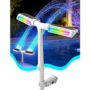Kompoll Solar Pool Fountain w/ 10-Color 4-Mode LED Lights, Remote & Auto Light-Sensing (White) $24.99 + Free Shipping w/ Prime or on $35+