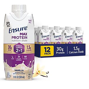 Select Accts[AC,S&S] 12 Pack 11-oz Ensure Max Protein Shake(Vanilla) $10.86 + Free S&H w/ Prime or $35+