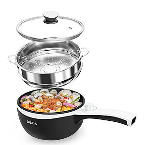 Dezin Hot Pot Electric with Steamer Upgraded, Non-Stick Sauté Pan, Rapid Noodles Electric Pot, 1.5L Mini Pot $33.97