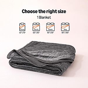 Amazon Basics Cooling Blanket for Hot Sleepers, Reversible Lightweight Thin Throw Blanket for Bed, Couch and Sofa, Queen (90" x 90"), Dark Gray $18.99