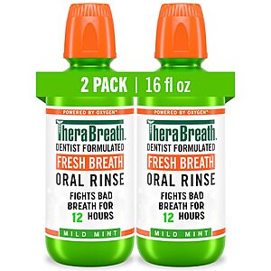 Select Accts[AC,S&S] 2 Pk 16 Oz TheraBreath Fresh Breath Mouthwash(Mild Mint Flavor) $5.79 + Free S&H w/ Prime or $35+