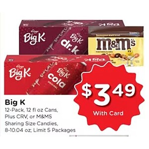 Kroger and Ralphs Grocery Stores: 12 Pack 12 oz Cans Big K Soda $3.50 through July 20, 2026