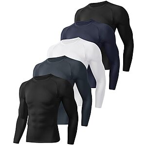 5-Pack BOOJO Men's Long Sleeve Compression Shirts (Large) $11.99 + Free Shipping w/ Prime or on $35+