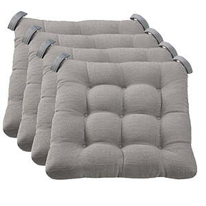 4 pack, Mainstays Textured Chair Seat Pad (Chair Cushion), Gray Color, 4-Piece Set, 15.5" x 16", $9.62, FS WM+, Walmart