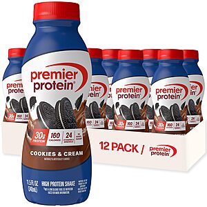 12-Pack Premier Protein Shake 30g Protein (Cookies & Cream) $20.51 w/ S&S + Free Shipping w/ Prime or on $35+