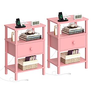 2-Pack 24" Lerliuo 3-Tier Storage End Table w/ Charging Station $35.99 + Free Shipping