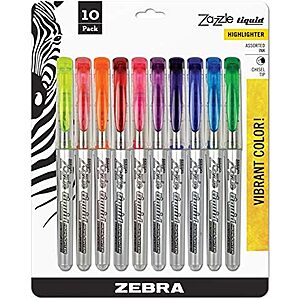 [NEW] $6.68 | 10-Pack Zebra Pen, Liquid Zazzle Highlighter at Amazon
