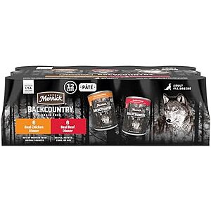 [NEW, SnS, AC] $22.49 | 12-Pack 12.7-Oz Merrick Backcountry Grain Free Premium Canned Dog Food, Variety Pack at Amazon