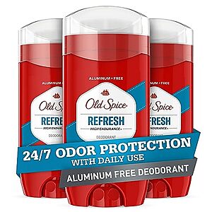 [SnS] $8.10** | 3-Pack 3-Oz Old Spice Men's Aluminum Free Deodorant Stick (Refresh Scent) at Amazon
