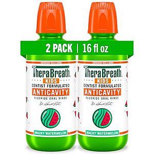 [NEW, SnS] $9.10 | 2-Pack 16-Oz TheraBreath Kids Mouthwash with Fluoride (Wacky Watermelon) at Amazon ($4.55 each)