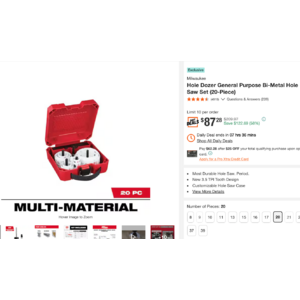 Milwaukee Hole Dozer General Purpose Bi-Metal Hole Saw Set (20-Piece) $87.28
