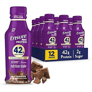 [SnS, AC] $15.77* | 12-Pack 14-Oz Ensure Max Protein Nutrition Shake (Chocolate) at Amazon