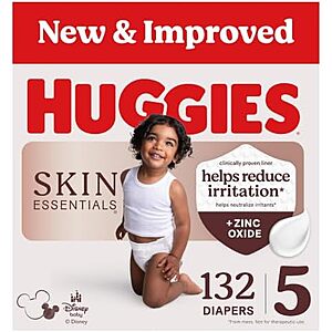 [SnS] $35.09 | 2-Pack 66-Count Huggies Size 5 Diapers, Skin Essentials Baby Diapers at Amazon