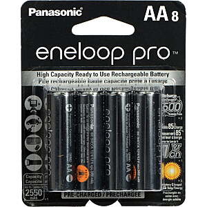 8-Pk Panasonic Eneloop Pro BK-3HCCA8BA Ni-MH Rechargeable Batteries - $23.69 - Free Shipping