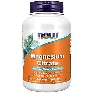 [NEW, SnS] $4.68 | NOW Supplements, Magnesium Citrate, Enzyme Function*, Nervous System Support*, 120 Veg Capsules at Amazon