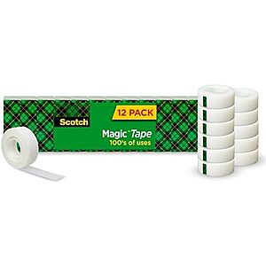 $13.40 | 12-Pack Scotch Magic Tape at Amazon
