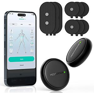 Medcursor TENS Unit Muscle Stimulator - Wireless 3-in-1 Dual-Channel EMS Machine with App Control & Session Memory, 25 Intensity Levels, 8 Target Areas, Storage Pouch $25