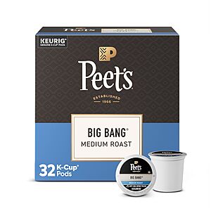 $10.39 or less S&S Peet's Coffee, Medium Roast Coffee Pods, 100% Arabica Coffee - Big Bang, 32 Count (1 Box of 32 Pods)