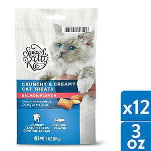 Special Kitty Crunchy & Creamy Cat Treats, Salmon, 3 oz, Bag (12-Pack) $2.79 + Free S&H w/ Walmart+ or on $35+