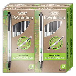 BIC Revolution Clic Stic Ballpoint Pens, Black, Medium Point, 48 Pack $1.73 + Free S&H w/ Walmart+ or on $35+