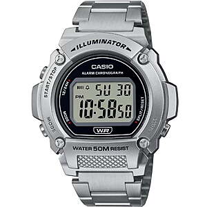 Casio Men's Digital Watch with Stainless Steel Bracelet W219HD-1AV $17.40