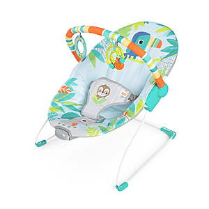 Bright Starts Rainforest Vibes Vibrating Baby Bouncer w/ Toy Bar (Green) $11.55 + Free Shipping w/ Walmart+ or on $35+