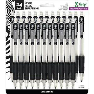 24 Pack Zebra Pen, Z-Grip Mechanical Pencil (0.7mm, Black) $4.46 + Free S&H w/ Prime or $35+