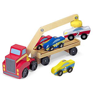 Melissa & Doug Magnetic Car Loader Wooden Toy Set With 4 Cars and 1 Semi-Trailer Truck $8.39 + Free S&H w/ Walmart+ or on $35+