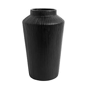 Better Homes & Gardens 10" Angular Tall Ribbed Ceramic Decorative Vase (Black) $3.18 + Free Shipping w/ Walmart+ or on $35+