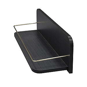 Better Homes & Gardens 23" Wall Shelf w/ Gold Metal Rail & Hooks (Black) $8.75 + Free Shipping w/ Walmart+ or on $35+