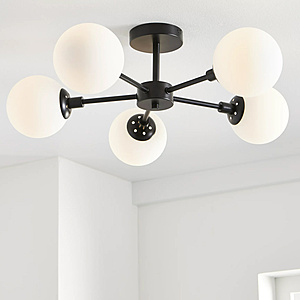 Better Homes & Gardens Five Globe Flush Mount Ceiling Light w/ Dimmable T6 Bulbs (Matte Black) $9.28 + Free Shipping w/ Walmart+ or on $35+