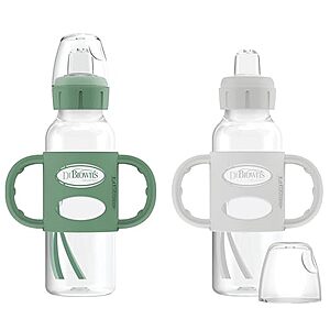 2-Pk 8-Oz Dr. Brown's Narrow Sippy Spout Bottle w/ Silicone Handles $2.25 or less