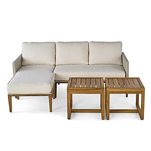 Better Homes & Gardens Davenport 5-Piece Outdoor Sectional Sofa Set w/ 2 Acacia Wood Tables & Cushions (White) $278.80 + Free Shipping