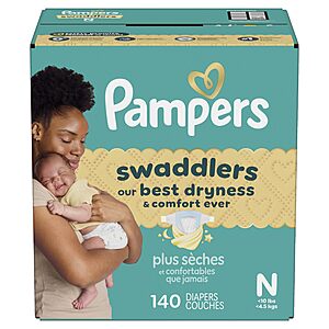 NEW BABY? $32 or less S&S/Q. Pampers Swaddlers Newborn Diapers, Size Newborn (10 lbs), 140 Count, Fragrance Free, Hypoallergenic,