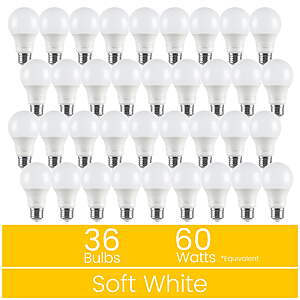 36-Pack Great Value A19 Dimmable LED Light Bulb (Soft White) $6.43 + Free S&H w/ Walmart+ or on $35+