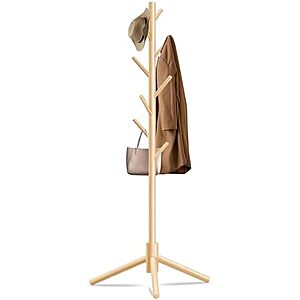 $16.18* | Unisakey Wooden Coat Rack w/ 8 Hooks & Adjustable Heights (2 Colors) at Amazon