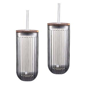 2-Pack Better Homes and Gardens Ribbed Sipper w/ Acacia Wood Lid (Smoke) $3.10 + Free Shipping w/ Walmart+ or on $35+