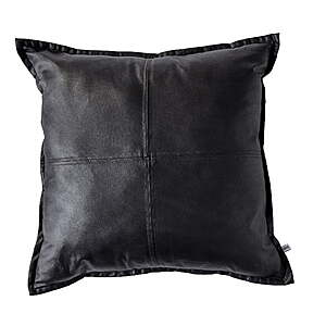 Better Homes & Gardens 20" x 20" Vegan Leather Decorative Pillow Cover (Black) $1.75 + Free Shipping w/ Walmart+ or on $35+