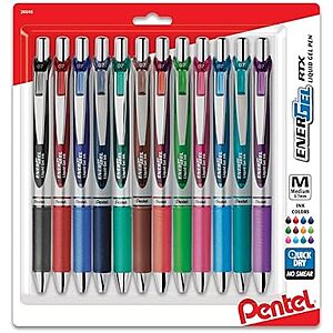 $9.64 S&S AMZ Pentel EnerGel RTX Retractable Liquid Gel Pens, (0.7mm), Assorted Colors, Ultimate Writing Pens, Best Writing Pens for Office, School and Journaling, Pack of 12 Visit