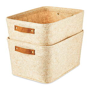 Mainstays 2-Pack Medium Rectangle Felt Storage Baskets (Oatmeal) $3.83 + Free Shipping w/ Walmart+ or on $35+