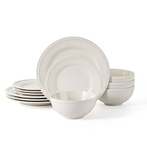 Mainstays Darby 12-Piece Stoneware Dinnerware Set (Vanilla Dream) $11.98 + Free Shipping w/ Walmart+ or on $35+