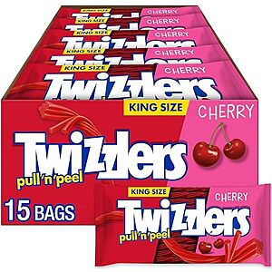[SnS, AC] $12.31* | 15-Count 4.2-Oz Twizzlers Pull 'N' Peel King Size Candy Packs (Cherry) at Amazon
