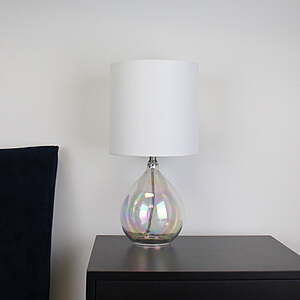 Mainstays 16" Iridescent Glass Lamp w/ White Shade $14.97 & More + Free Shipping w/ Walmart+ or on $35+