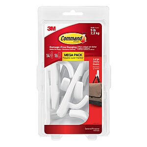 14-Count Command 5 lb Large Utility Hooks $2.83 w/ Prime s/h