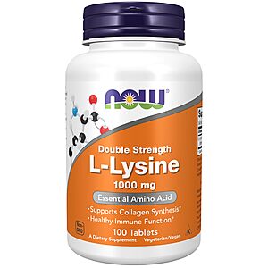 100-Count NOW Foods L-Lysine 1,000mg Double Strength Amino Acid Supplement $1.11 + Free Shipping w/ Prime or on $35+