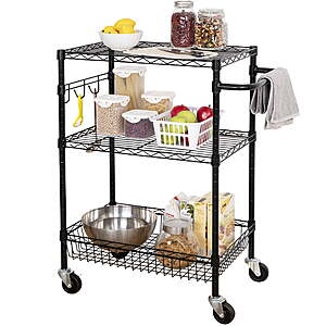 Hyper Tough 3-Tier New Multipurpose Rolling Cart, Black Color, 495lbs Load Capacity, $22.83, Walmart