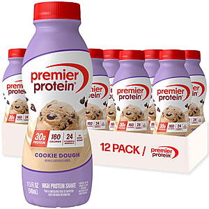 12-Count 11.5-Ounce Premier Protein Shake (Cookie Dough) $15.99 + Free Shipping w/ Walmart+ or on $35+